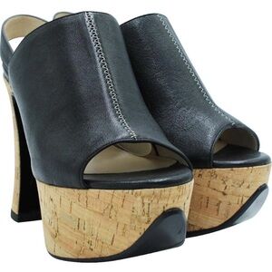 Chloé "Alice" Slingback Sheepskin Cork Heels Black size 40 EUC